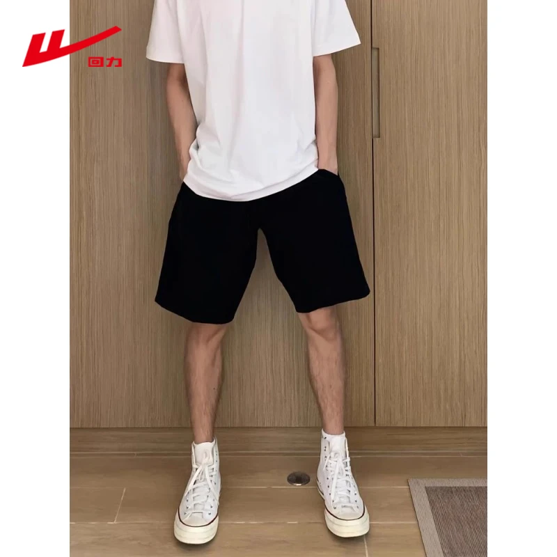 回力时尚纯色简约百搭休闲五分裤夏季潮流ins美式舒适透气短裤男