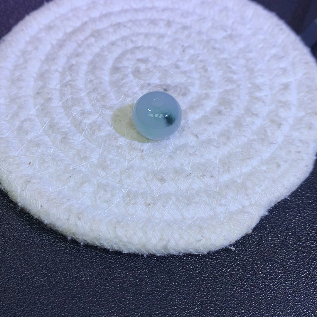 散珠翡翠天然缅甸翡翠苹果珠飘绿卡14厚10.3