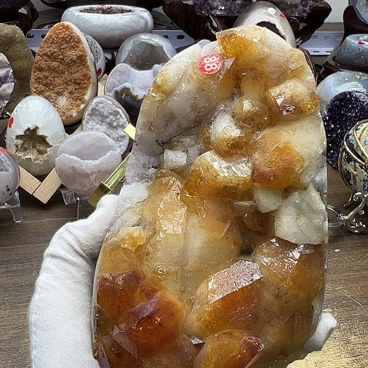 珠宝半成品未镶嵌水晶大漏黄水大牙晶镇88
