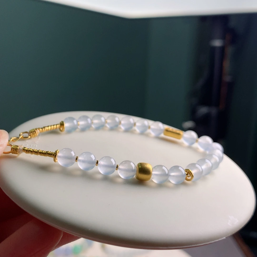 足金镶嵌手链翡翠手串