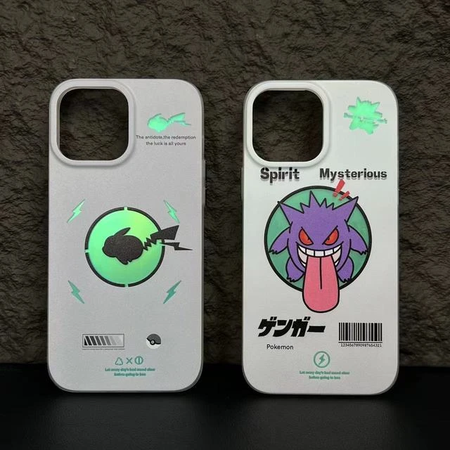 磁吸镭射适用苹果14手机壳皮卡丘14promax耿鬼iPhone13软硅胶13pr