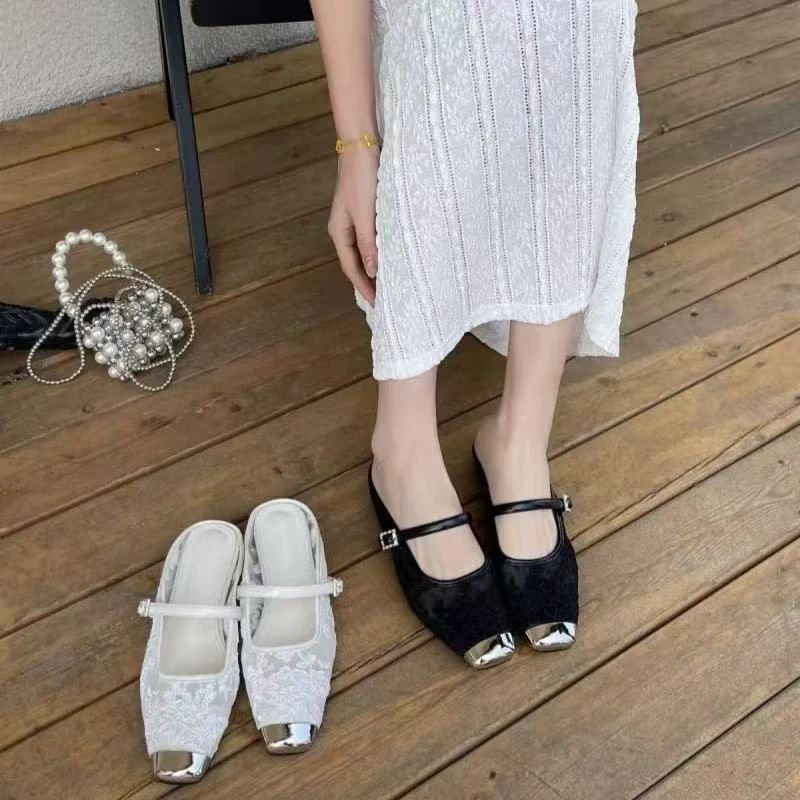 夏休闲款法式拖鞋女新款配裙子包头拖鞋6058-11