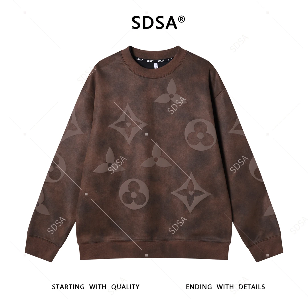 SDSA男士秋冬新款痞帅男装轻奢潮牌扎染压胶印花圆领卫衣百搭时尚