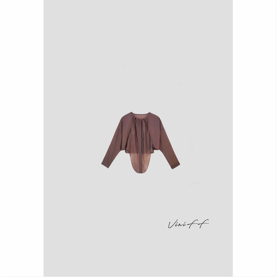 ViniFF薇妮｜无领绑带设计深咖开衫S230516