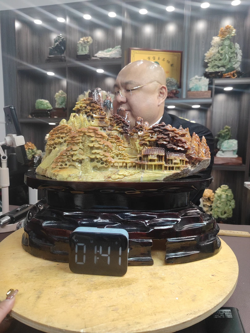 冰花相间山水摆件原创创意作品居家办公摆放