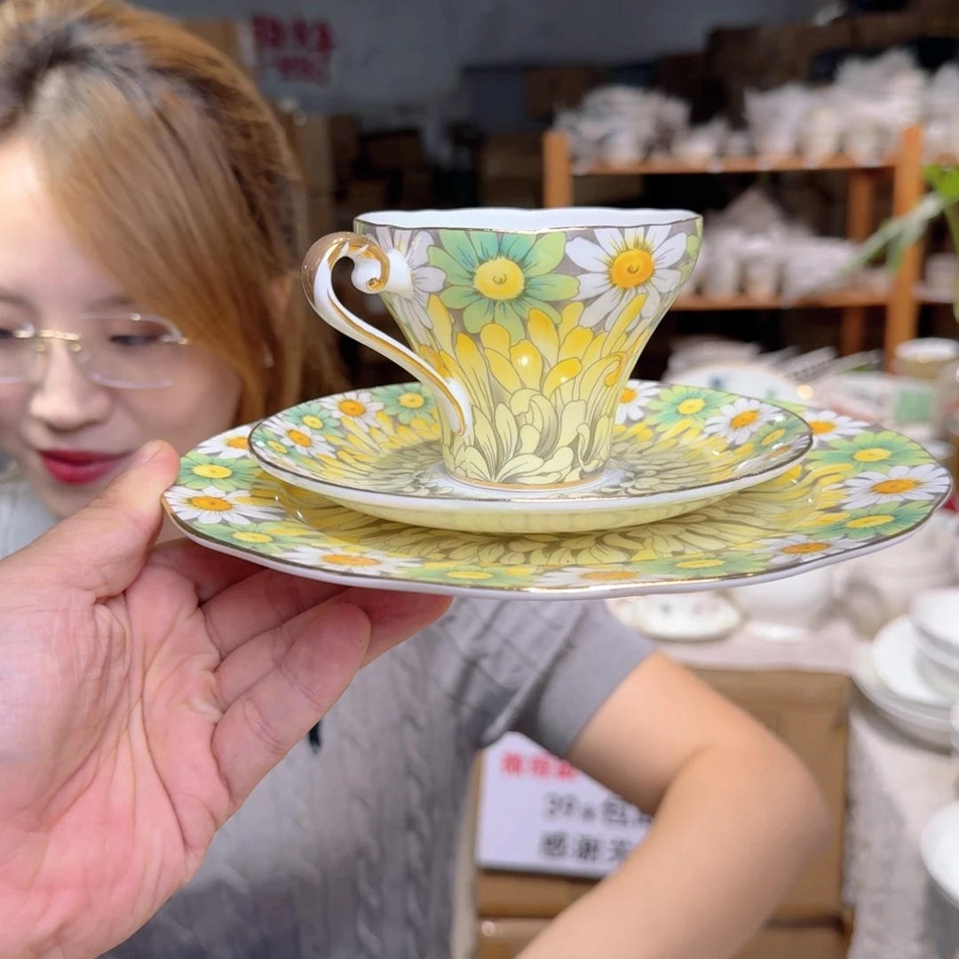 骨瓷安家原单咖啡杯碟4套16件