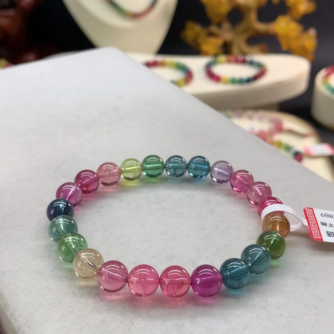 【闪购商品】未镶嵌手链碧玺荧光色标单圈8
