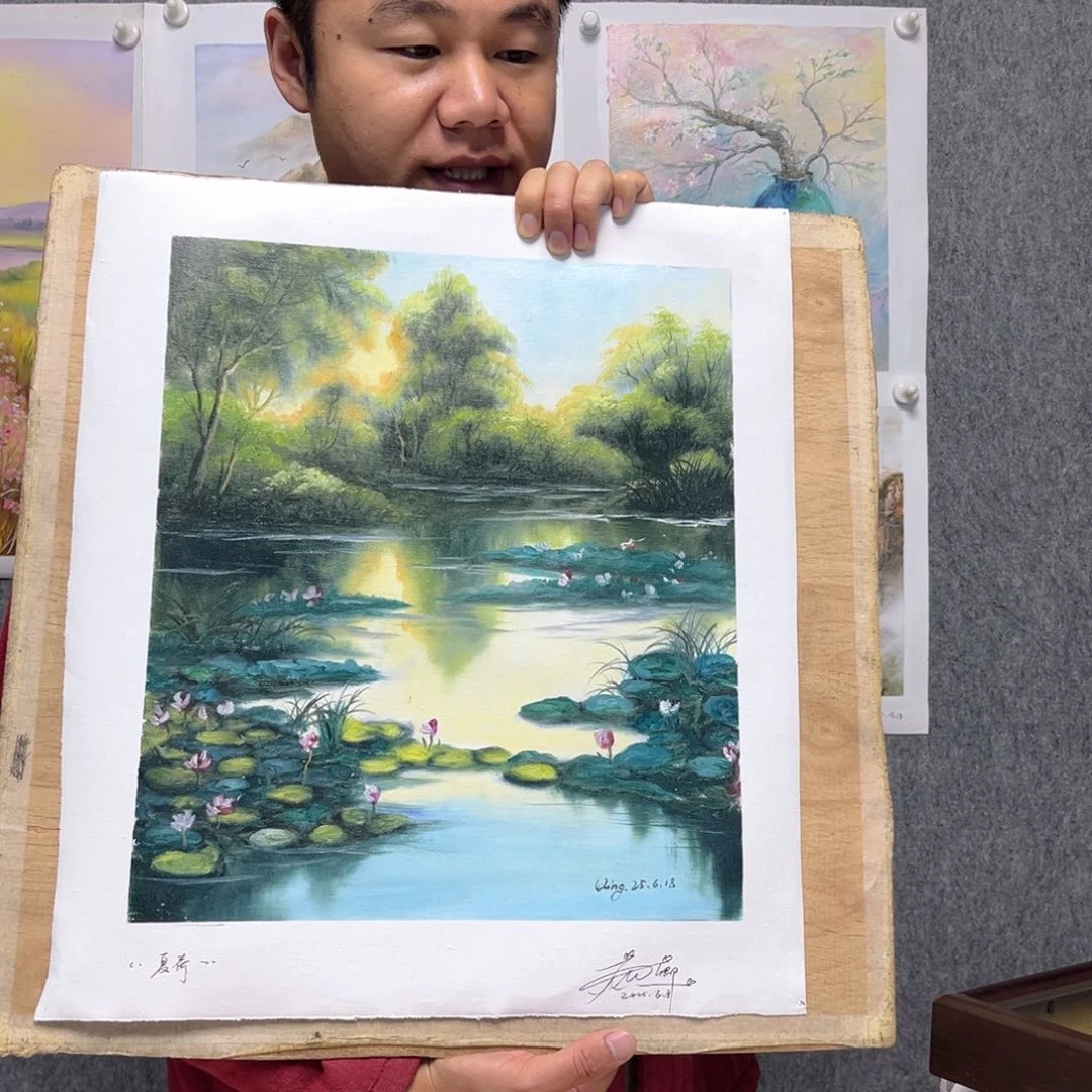 油画行路人小院绘画作品竞拍