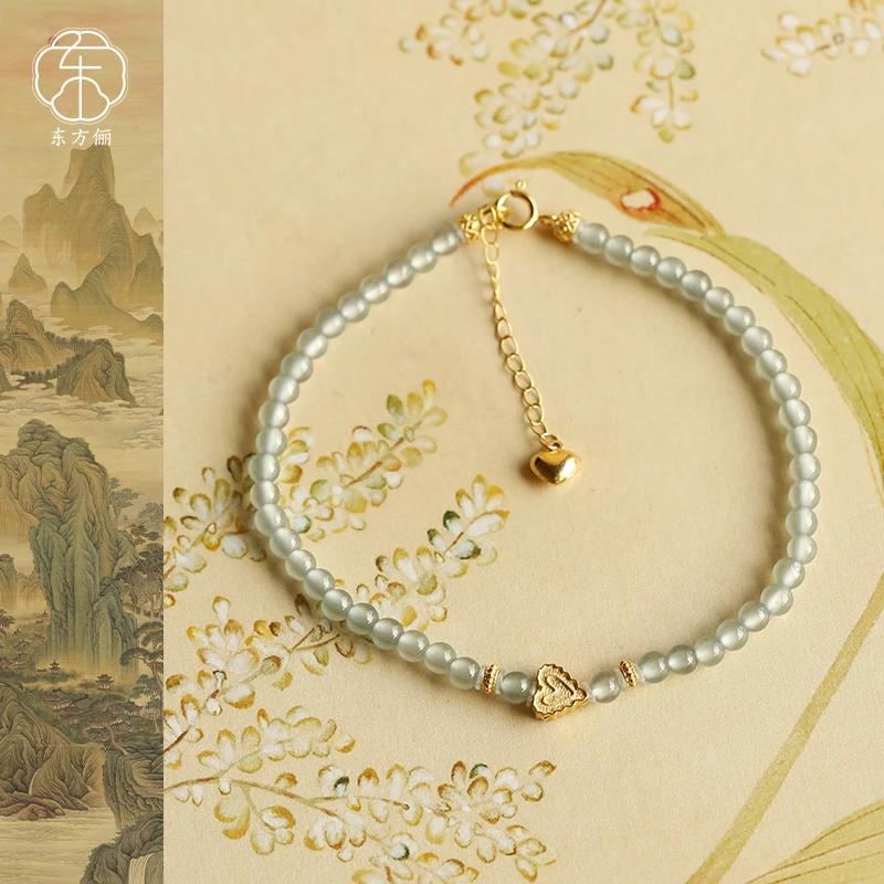 东方俪DOFUNLY【秋兰时-爱心】翡翠手链18K金设计款FCSL空谷