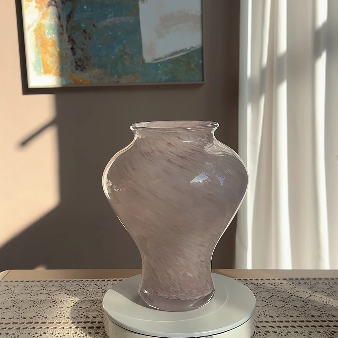 琉璃粉色系洒金手工琉璃花瓶