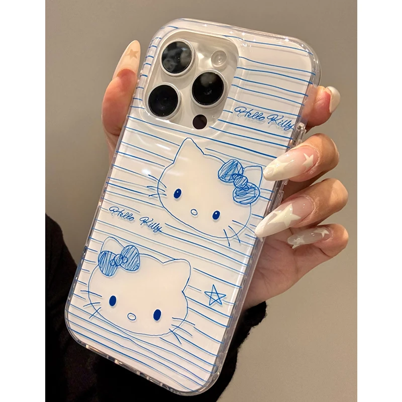 雅天立简约蓝色条纹KT适用苹果16手机壳iPhone华为vivoppo小米15