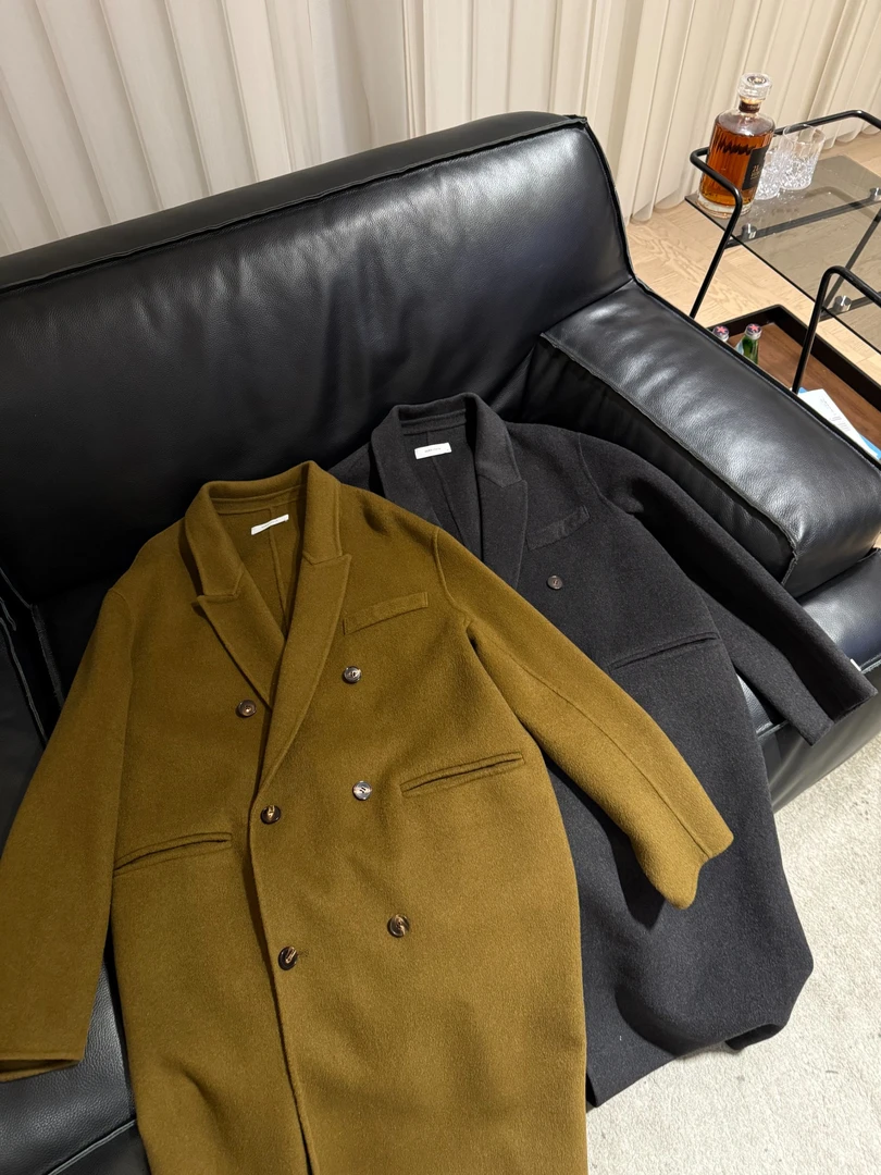 「活动款」冬季双面手工高级感简约枪驳领双排长款羊毛大衣