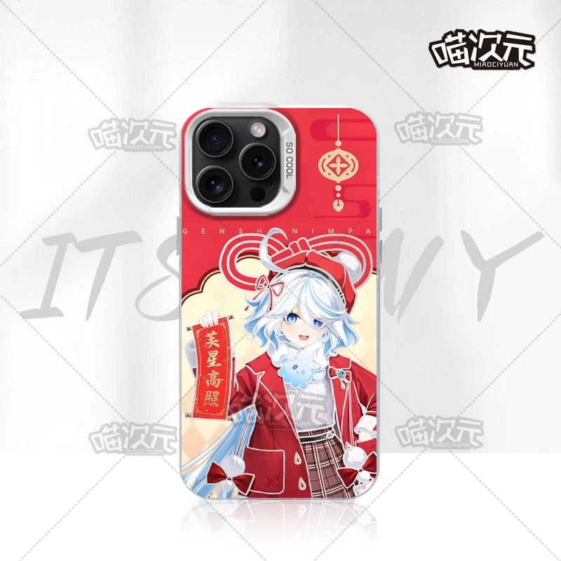 新年芙宁娜防指纹新彩银适用动漫苹果16华为一加12小米手机防摔壳