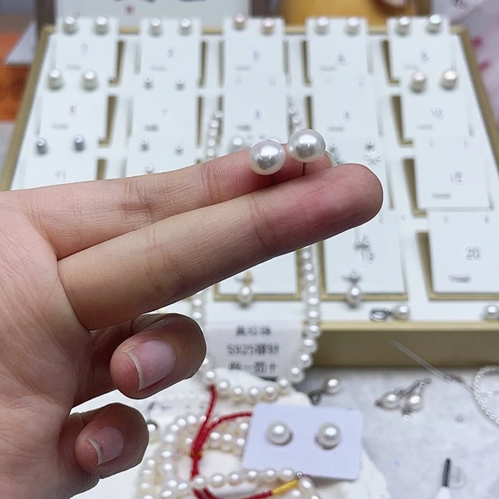 淡水珍珠耳饰银S925镶嵌希*
