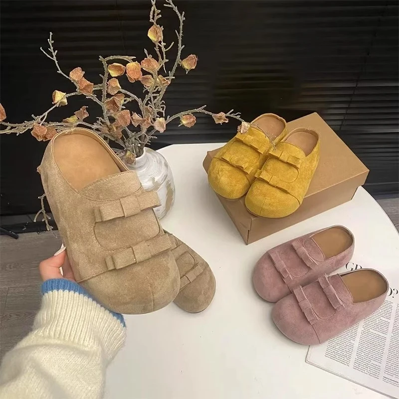 奶油芝士酪~百搭勃肯拖鞋增高女夏厚底包头拖蝴蝶结软底卡皮巴拉