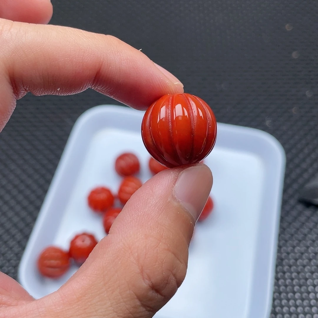 南红玛瑙20mm柿子红瓜珠一颗未镶嵌