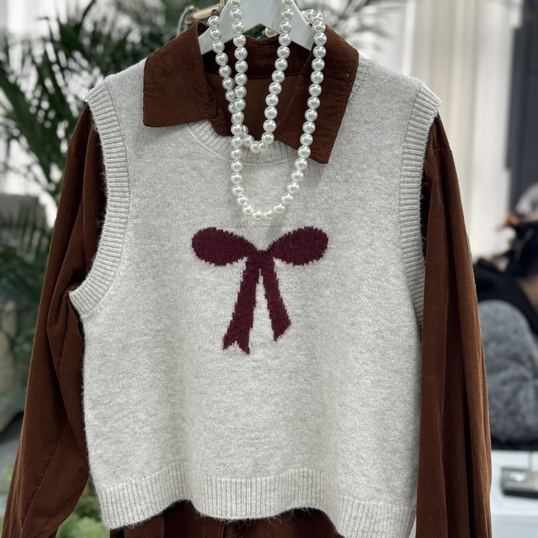 《现货》女减龄2025新款韩版马甲+上衣两件套2153