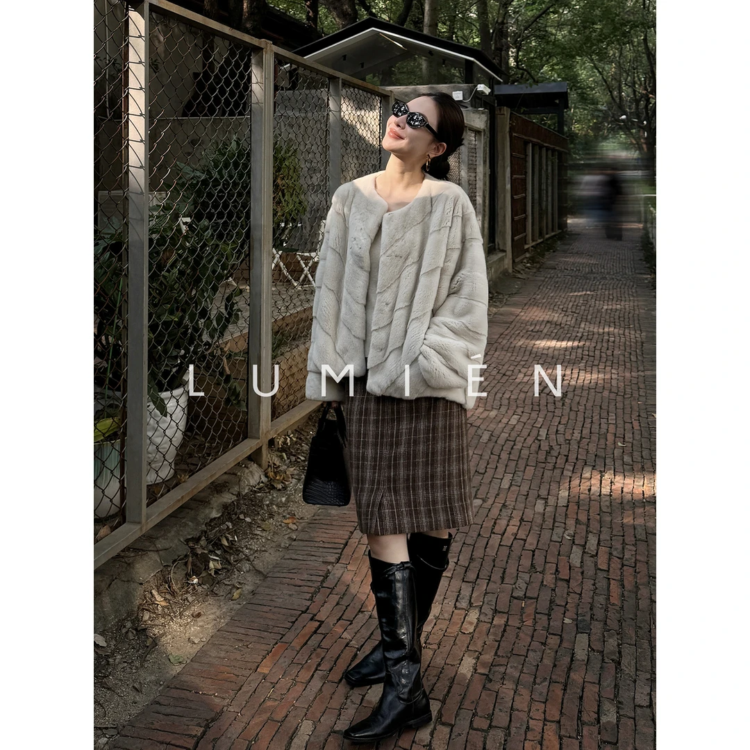 【LUMIEN 新品】时尚英伦风高腰垂感显瘦藏肉复古格纹半裙LX5GQQ043