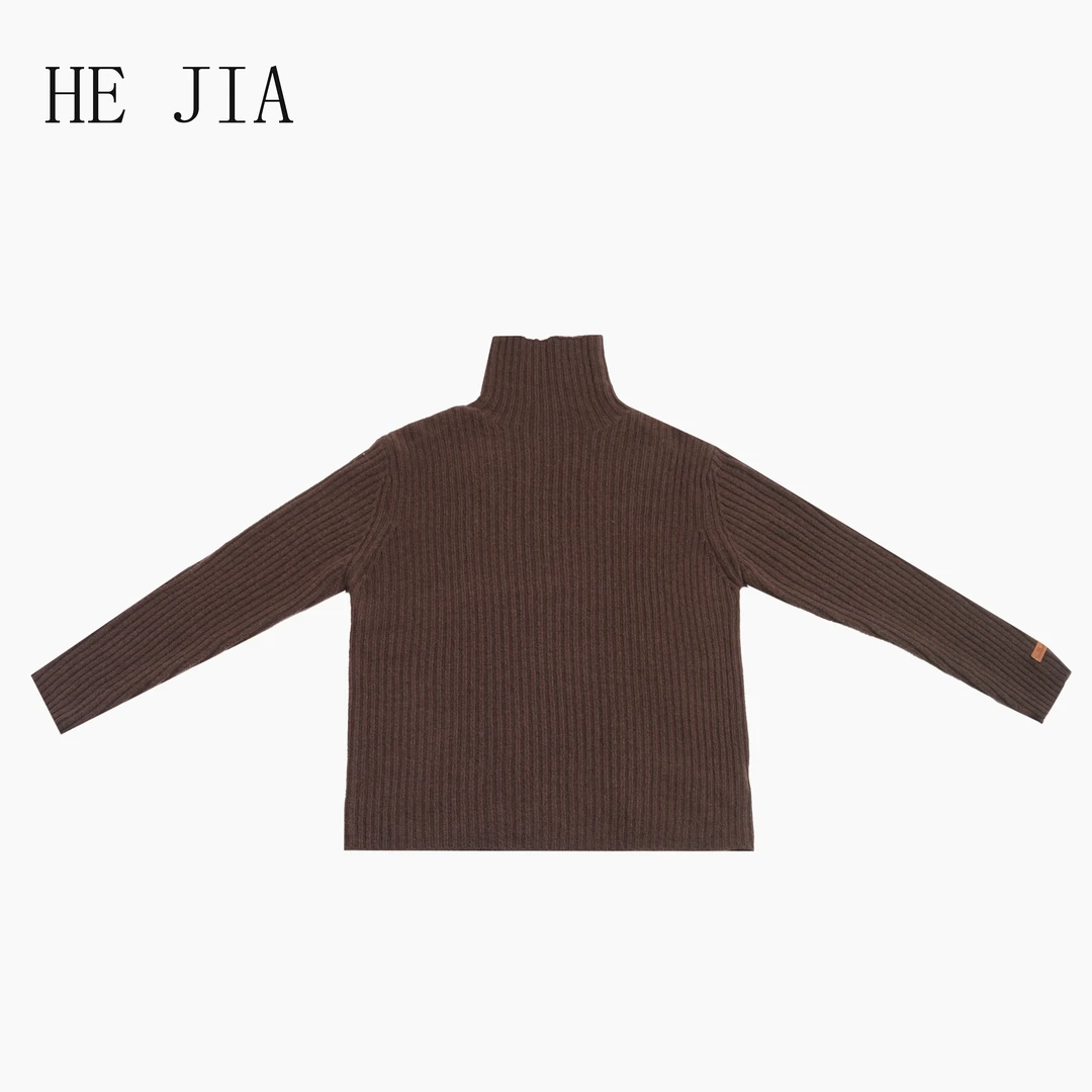 和家【初雪】休闲百搭风时尚高领袖标羊毛毛衣2025新款冬季女装