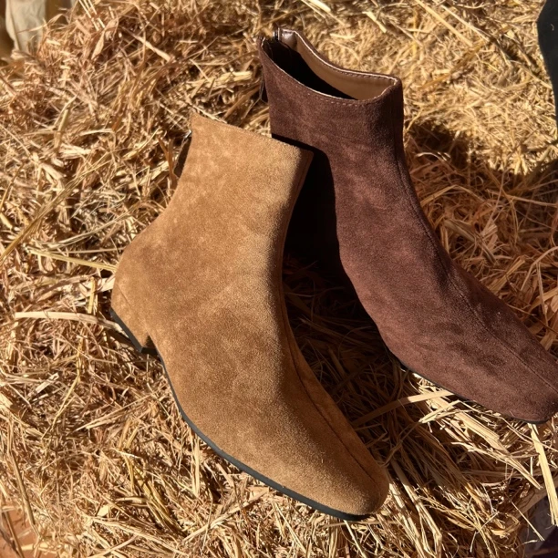 （LLL）9788樊家高定小个子增高女秋冬复古中筒短靴气质粗跟