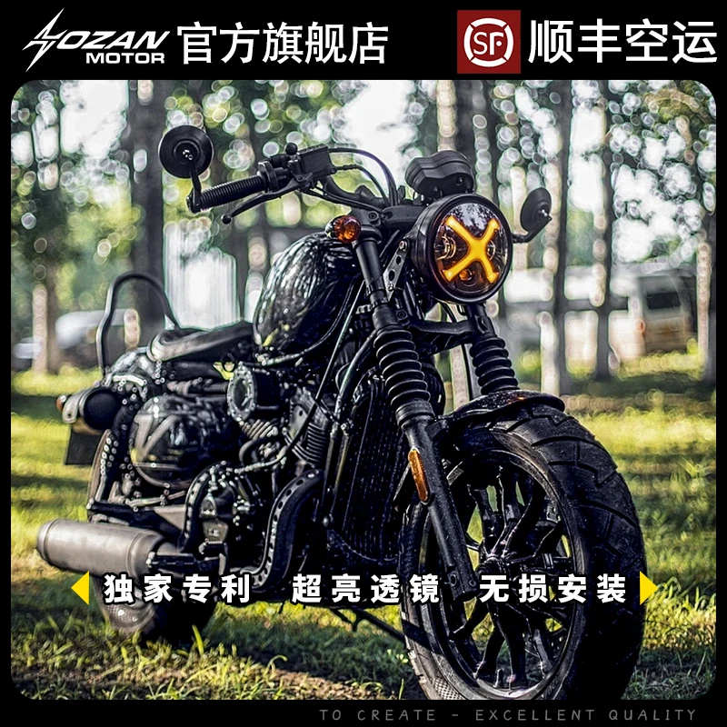 骁胜大韩轻骑GV300大灯总成炫版无损改装复古LED圆灯超亮透镜总成