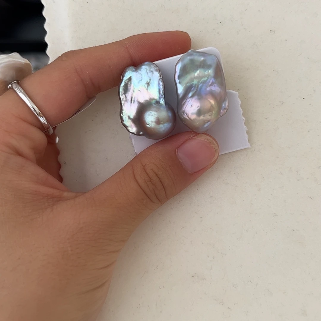 银S925镶嵌淡水珍珠耳饰