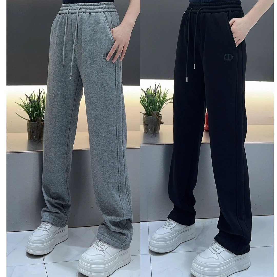 【周晓君男装】2025冬新款男士高端百搭简约宽松休闲直筒裤加绒加厚