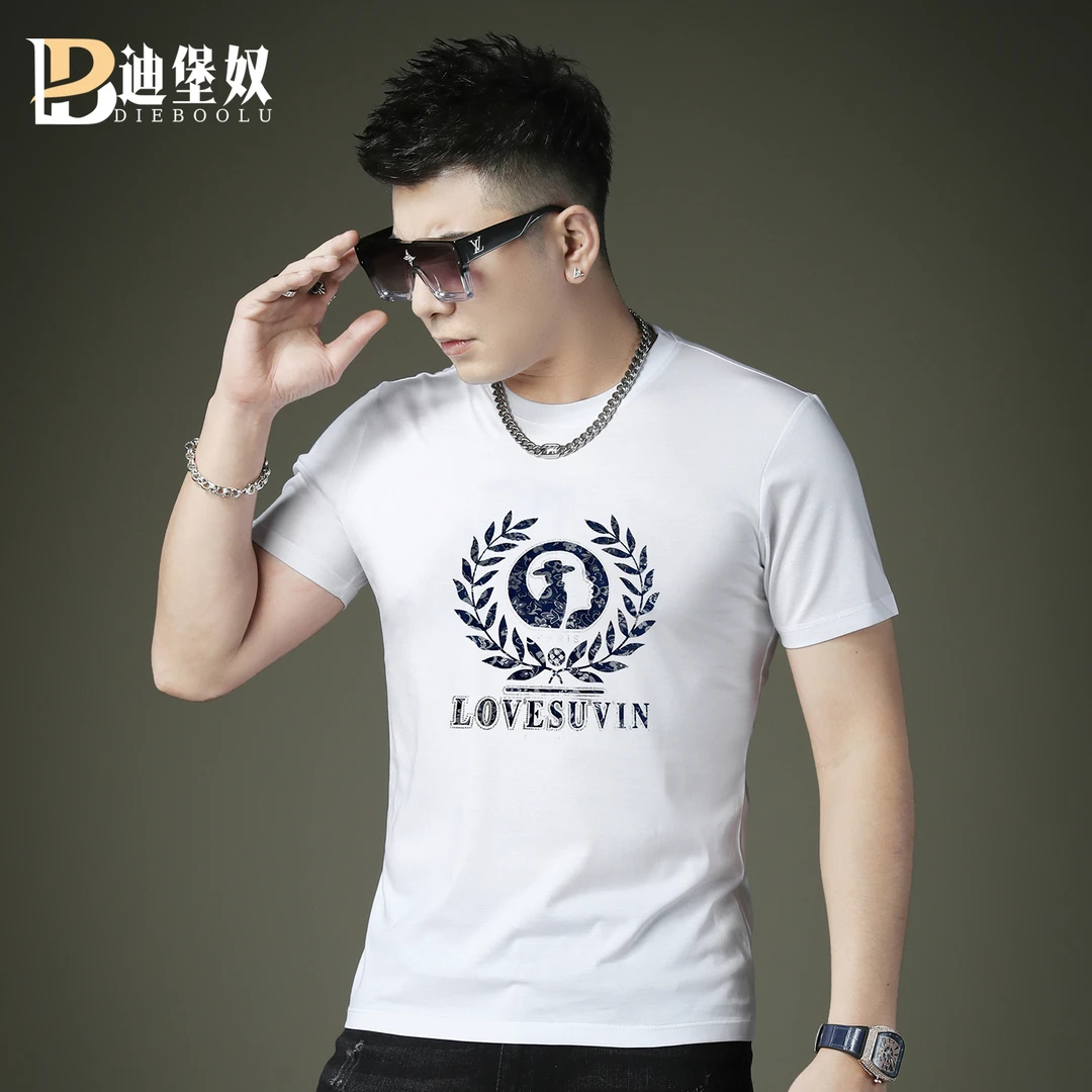 欧洲站2025新款夏季高端凉感字母印花帅气男半袖T恤上衣潮流体恤