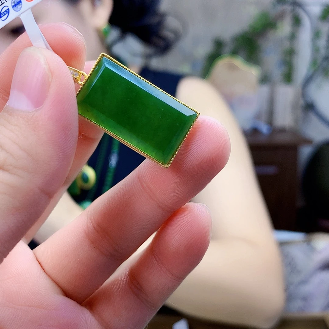 和田玉（碧玉）银S925镶嵌吊坠(不含链)吊坠