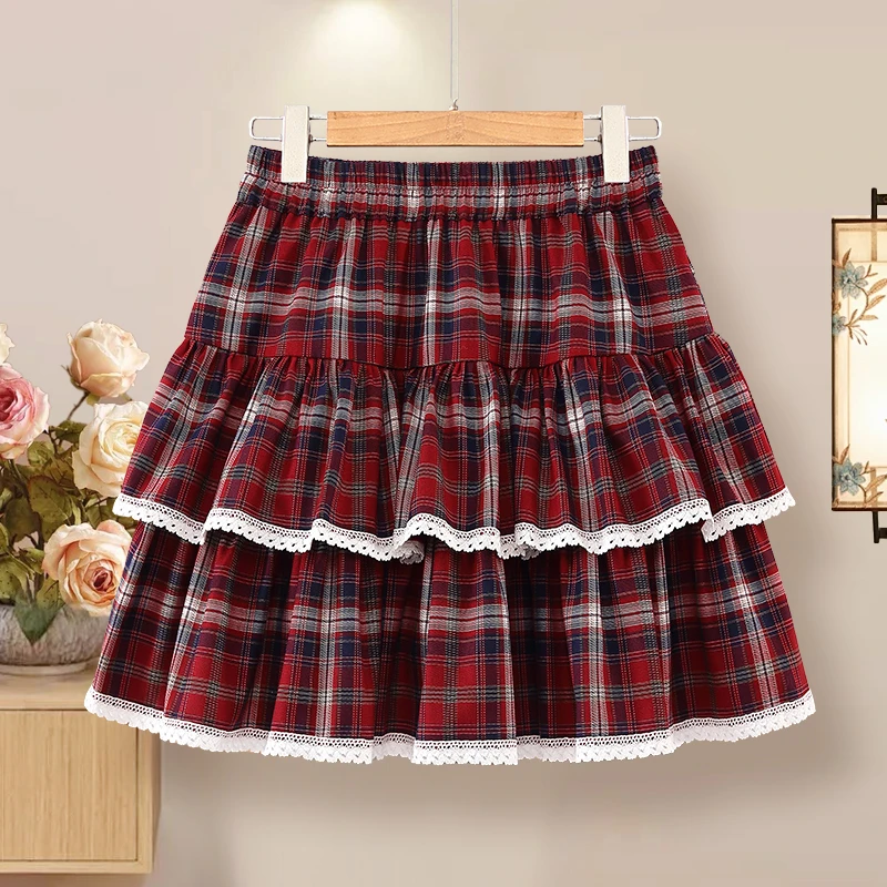 原创蛋糕裙半身裙蓬蓬裙蕾丝女秋冬新款大码显瘦高个子a字遮肚胖m