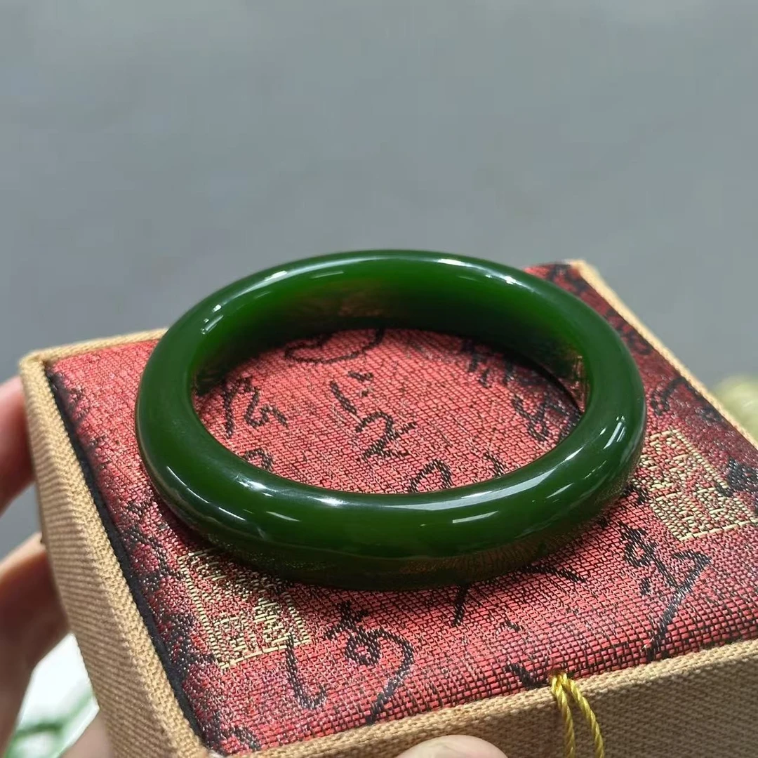 老坑色浓色辣菠菜绿手镯时尚百搭女款-A3065