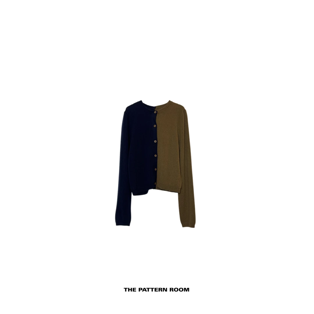 The pattern room | 折中主义北欧拼色双向扣暖糯精织开衫