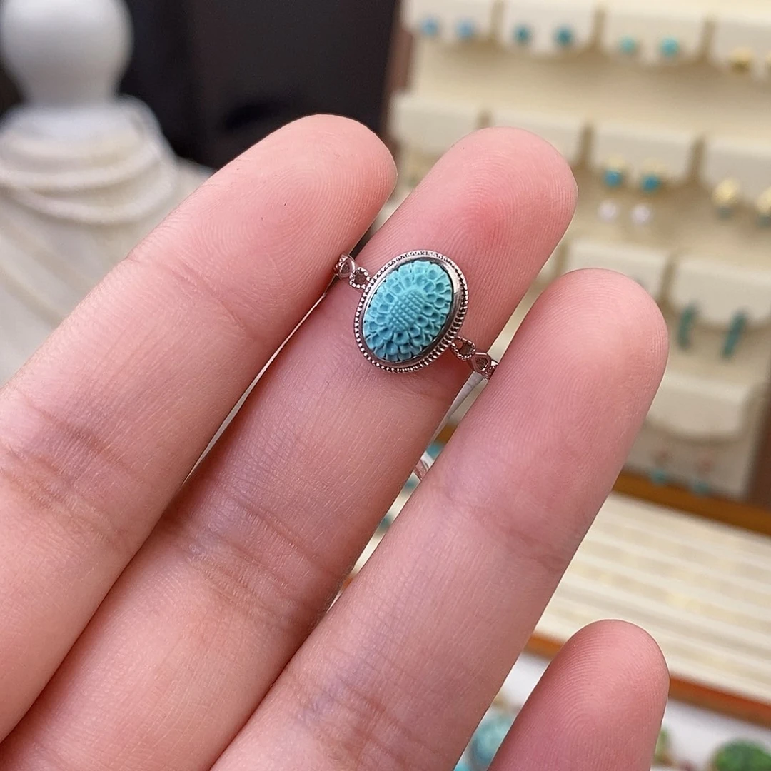 绿松石戒指银S925镶嵌