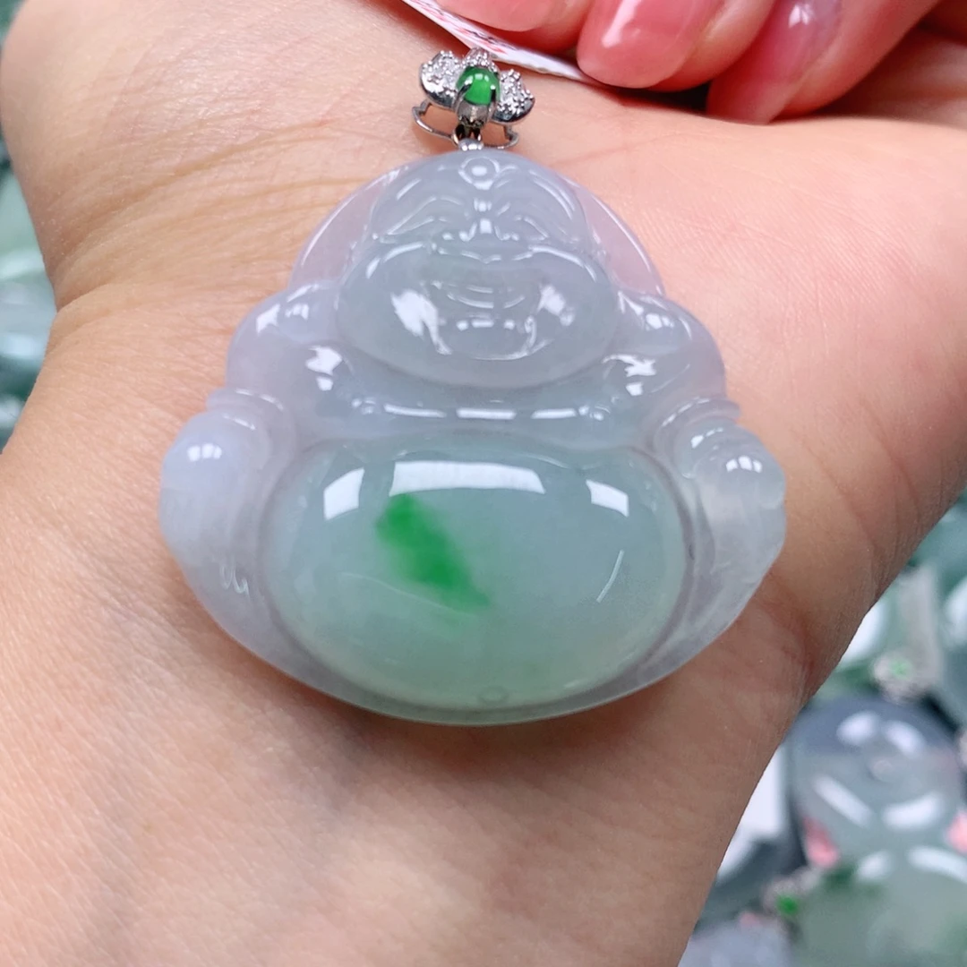 翡翠颈饰18K金镶嵌天然翡翠