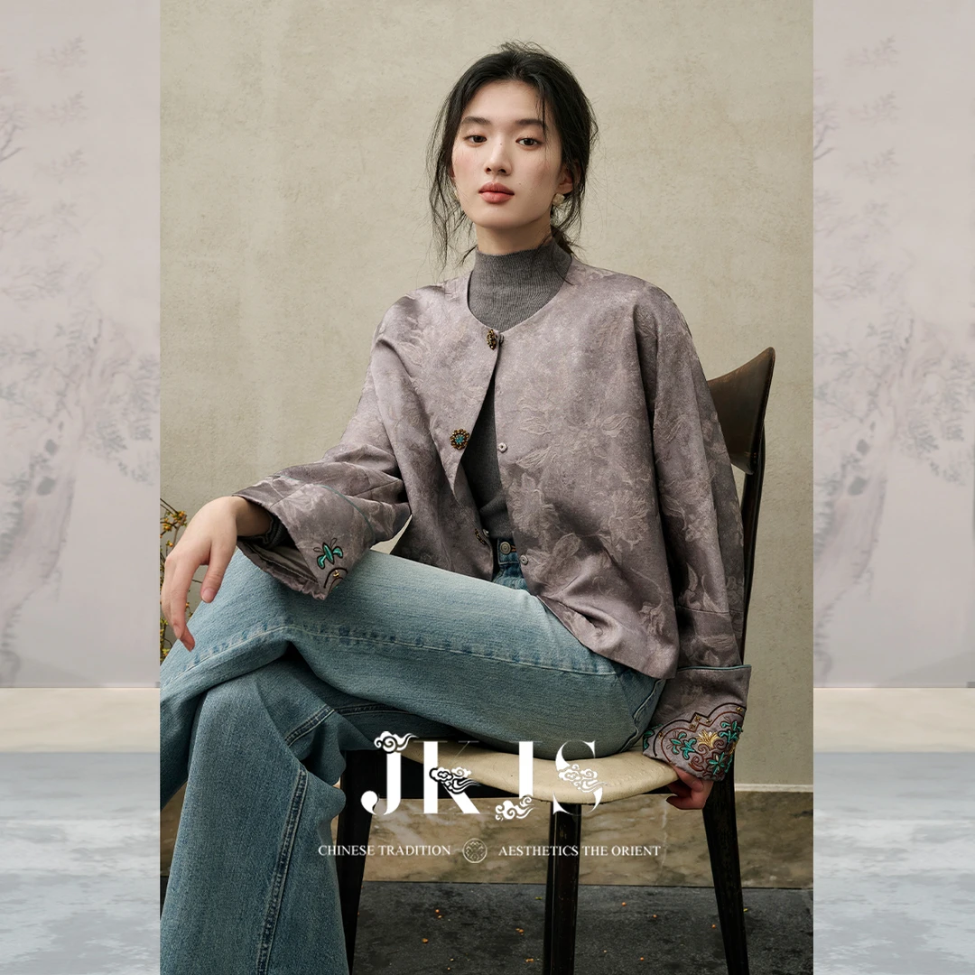 JKJS【流萤渡】人丝羊毛提花 短款外套设计感小众复古新中式穿搭