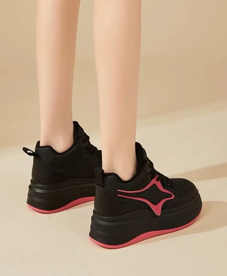 w573601厚底板鞋女2025秋季小个子休闲粉色