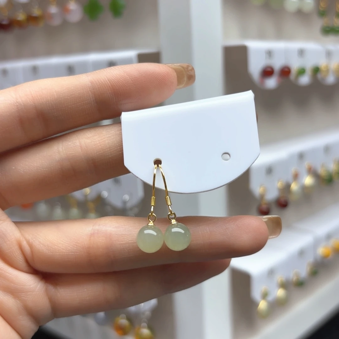 和田玉银S925镶嵌耳饰2