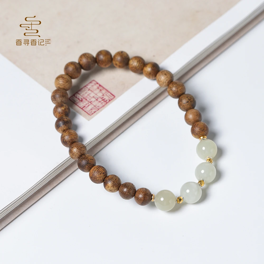 沉香海南奇楠晴水6mm圆珠单圈手串
