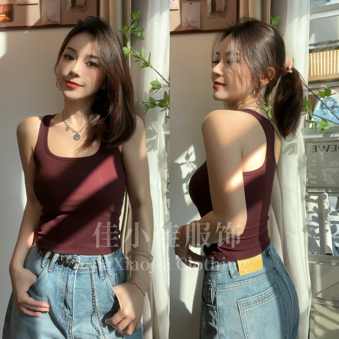 四季工字文胸一体一体杯背心聚拢收副乳小背心挂脖美背美式