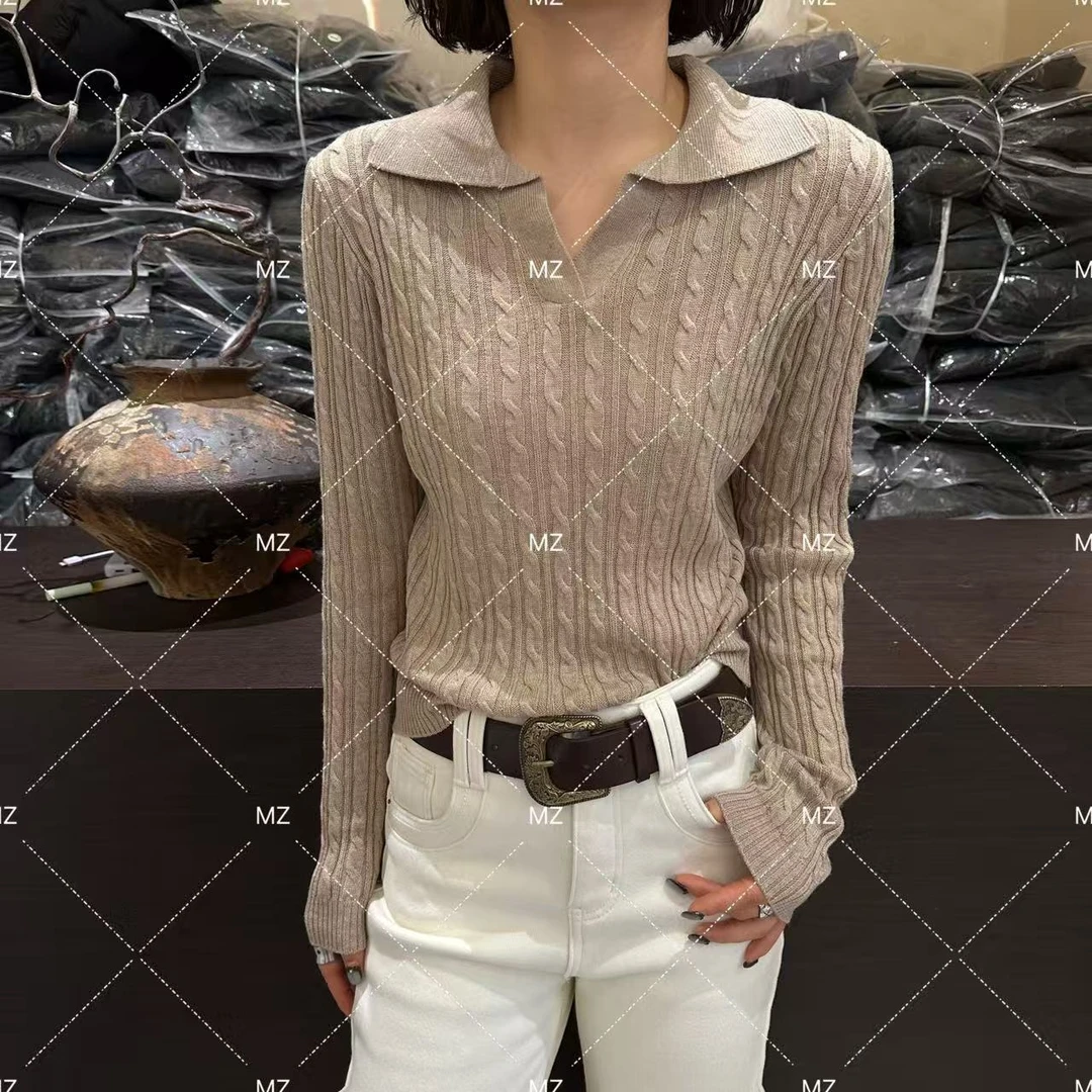 【格子家】气质翻领老钱风针织polo上衣B599