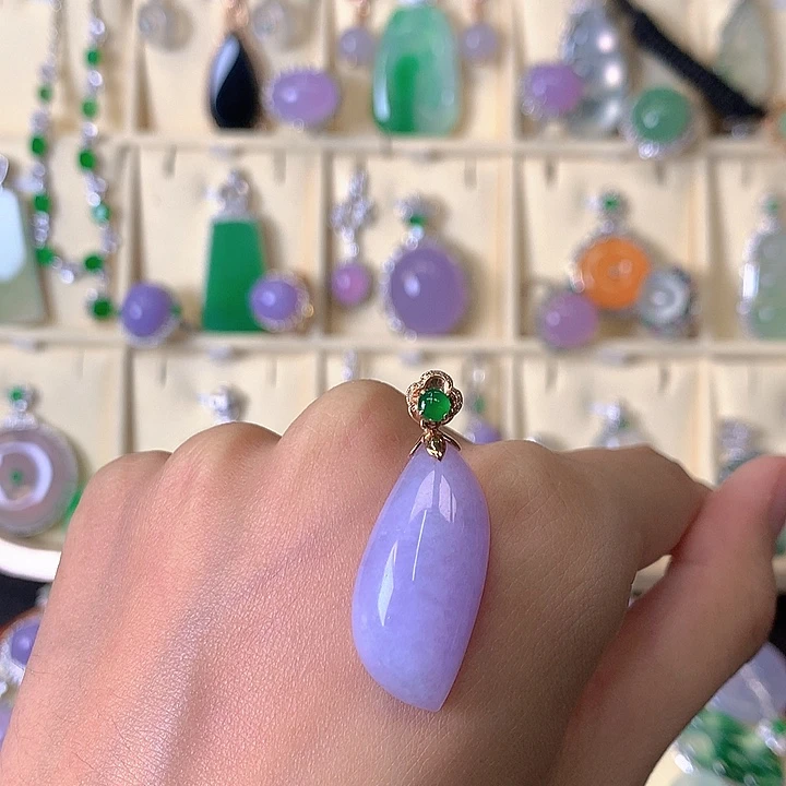 翡翠18K金镶嵌吊坠(不含链)
