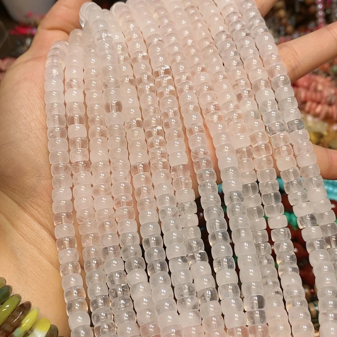 玛瑙/玉髓散珠天然白水晶7mm直切剁珠一条