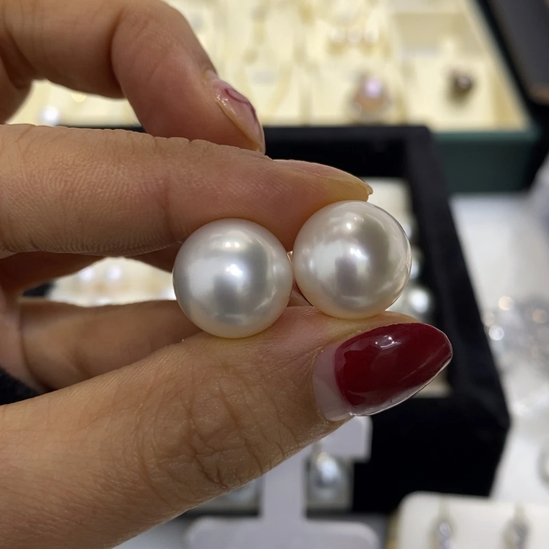 海水珍珠耳饰未镶嵌13.3澳白（裸珠不退换）