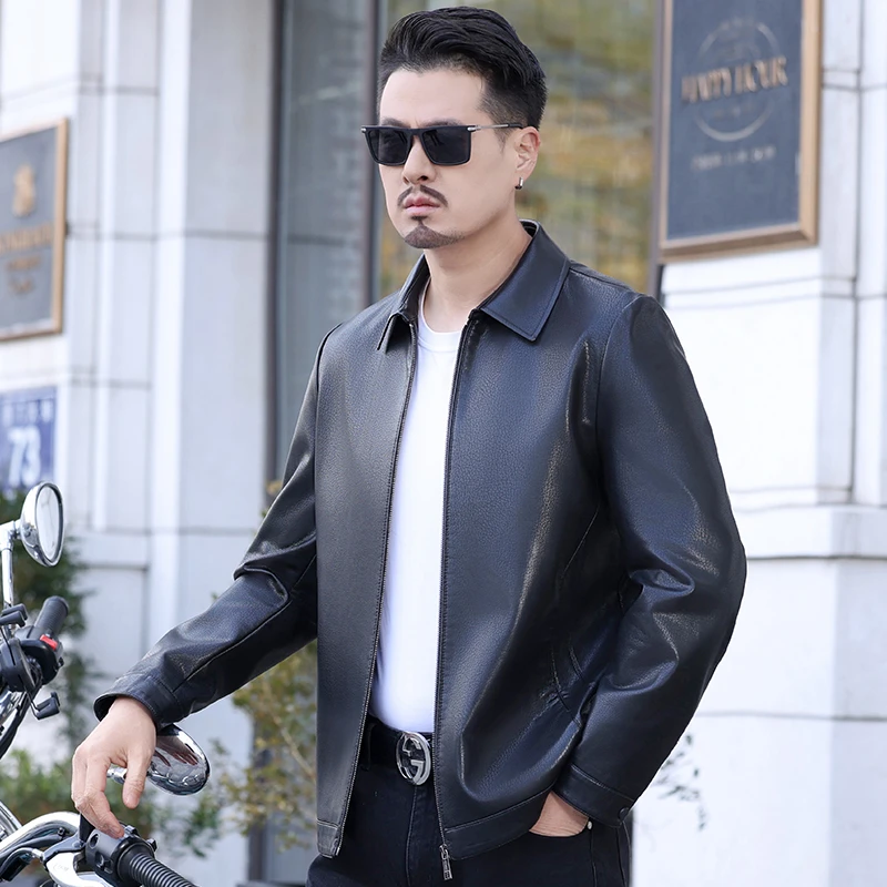 【山羊皮特惠】男士秋冬新款商务休闲百搭真皮立翻领高档山羊皮夹克
