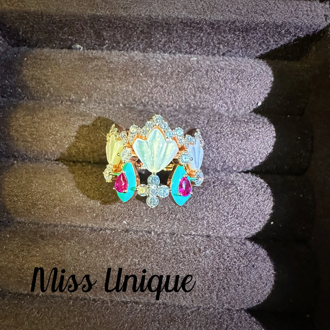 S2201月光里蓝白贝贝小扇子戒指