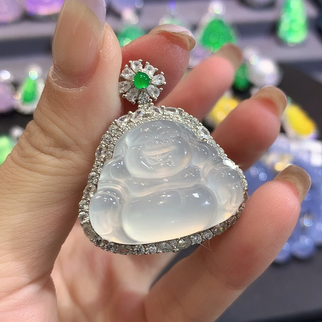 颈饰银S925镶嵌石英质玉A*