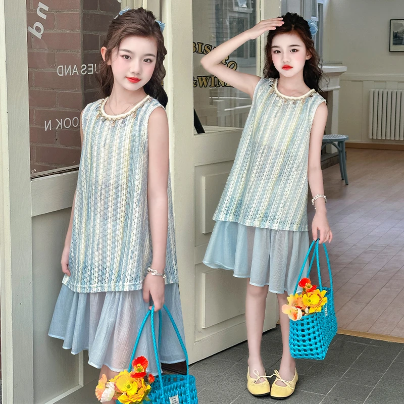 女童波西米亚连衣裙夏装2025新款洋气大童背心裙儿童夏季薄款裙子