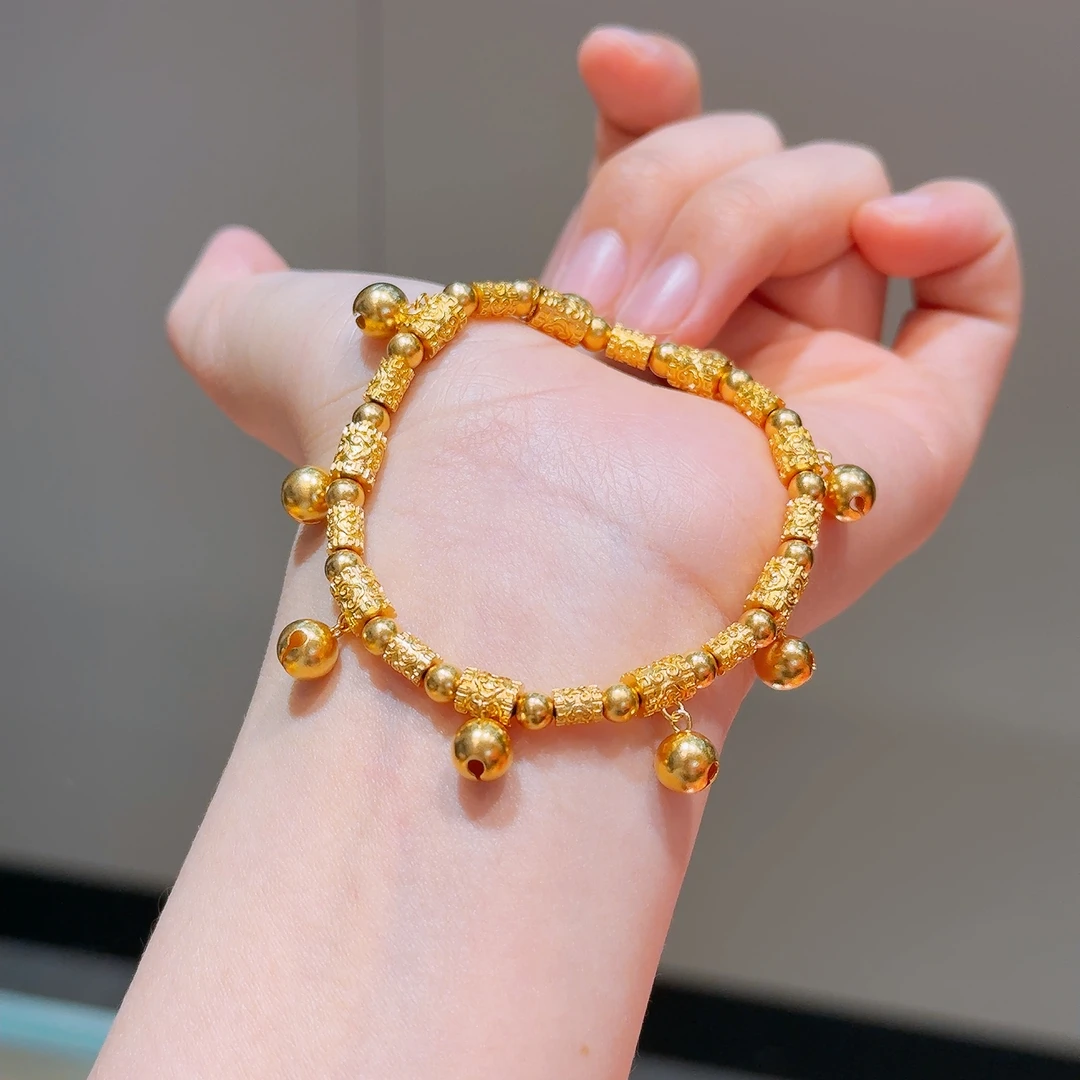 【铭记】足金999 铃铛珠珠足金手串