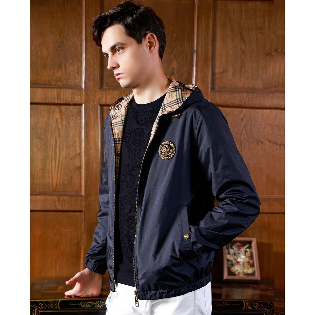 [双面穿]卡纳狄尔25秋季英伦刺绣外套品牌新款男士双面夹克五防款