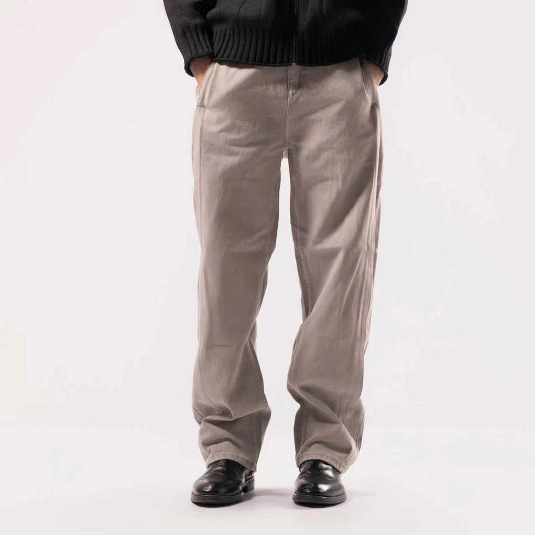 BFOV 线感休闲百搭浅灰牛仔长裤